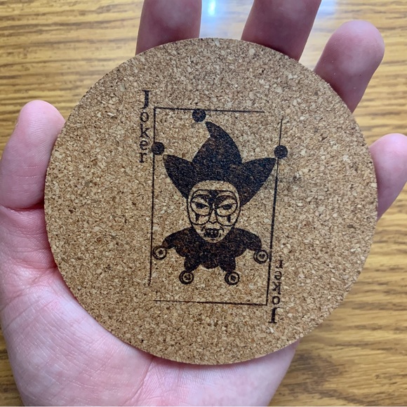 The Joker Card Laser Engraved Cork Coaster - Picture 5 of 6